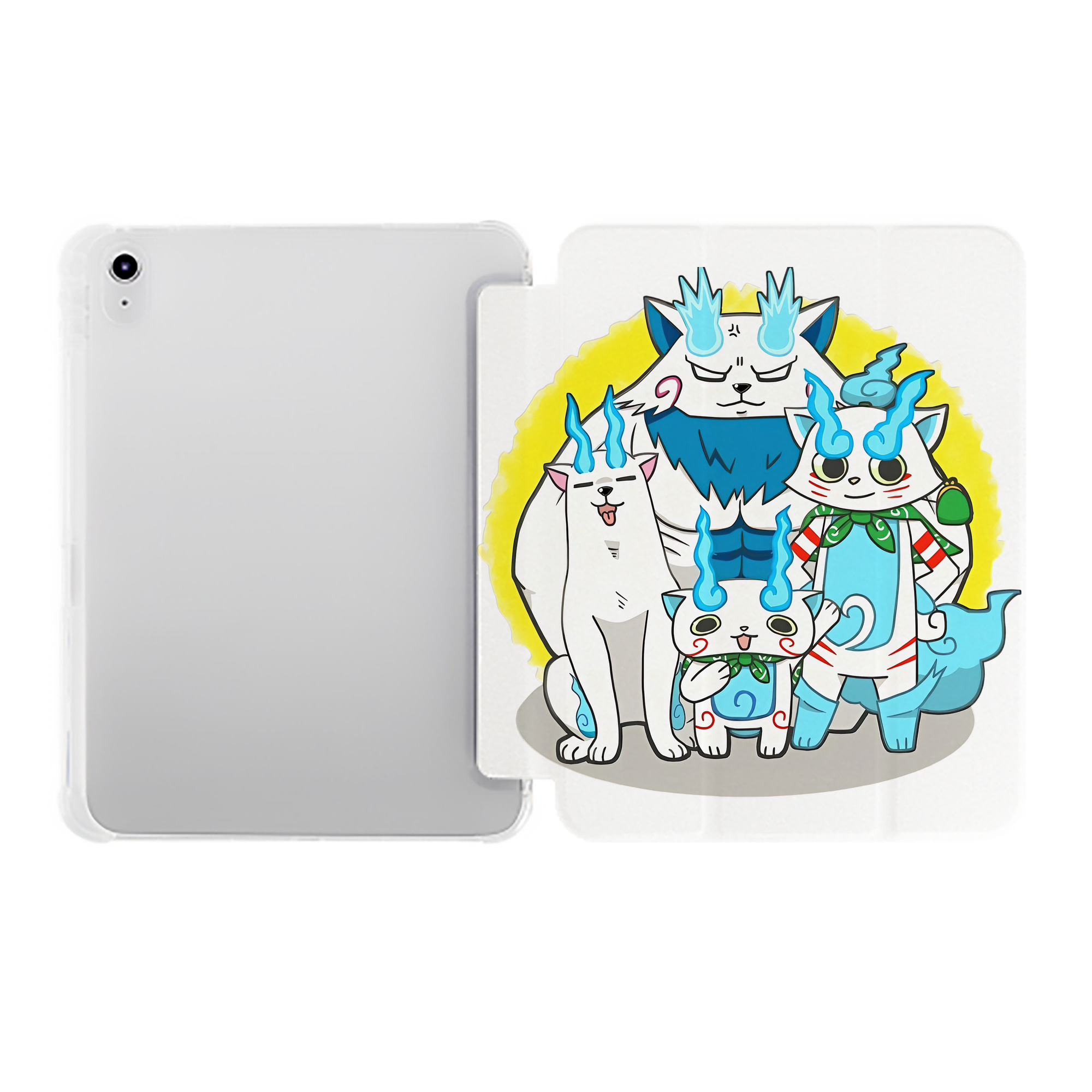 （画像用） 妖怪ウォッチ Yo-kai Watch IPad ケース ペン収納付き 三つ折りスタンド PUレザー×シリコン 対応機種9.5/10.5/10.9インチ